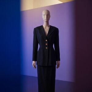 VINTAGE Louis Feraud size 12 Black Women's Tailored Blazer with Gold Buttons